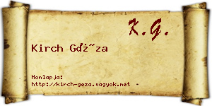 Kirch Géza névjegykártya