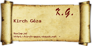 Kirch Géza névjegykártya